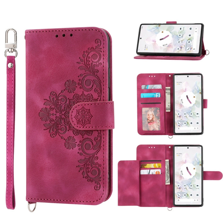 Skin-feel Flowers Embossed Wallet Leather Phone Case