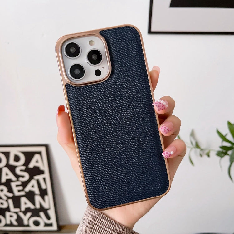 Nano Electroplating Cross Texture Genuine Leather Phone Case, For iPhone 13, For Google Pixel 6 Pro, For Google Pixel 6, For Google Pixel 6a, For Google Pixel 7 5G, For Samsung Galaxy A13 4G