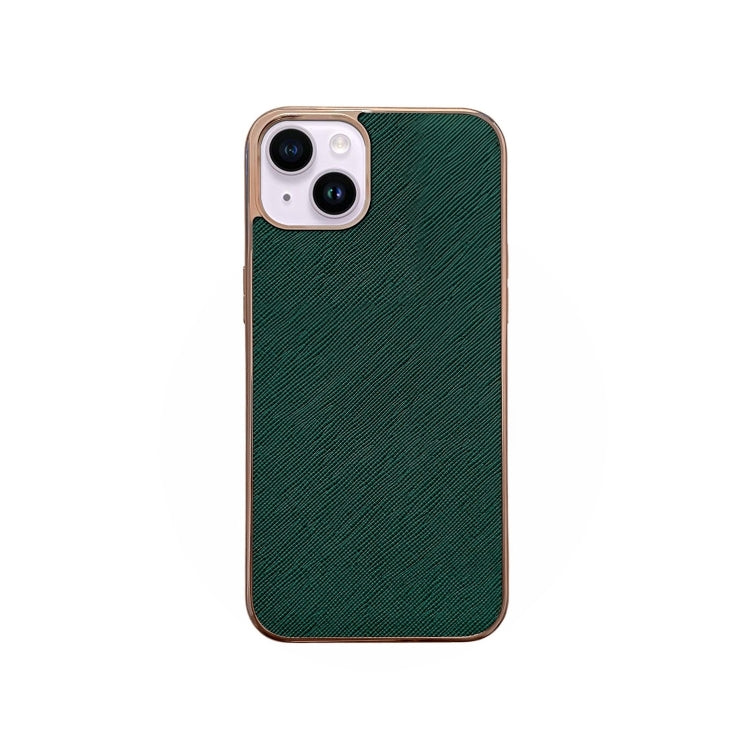 Nano Electroplating Cross Texture Genuine Leather Phone Case, For iPhone 13, For Google Pixel 6 Pro, For Google Pixel 6, For Google Pixel 6a, For Google Pixel 7 5G, For Samsung Galaxy A13 4G