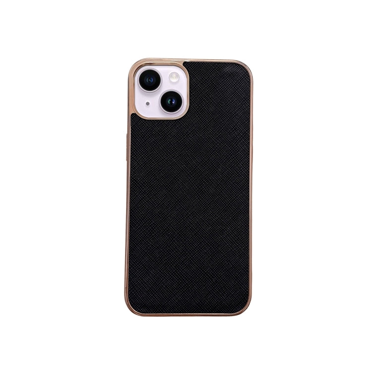 Nano Electroplating Cross Texture Genuine Leather Phone Case, For iPhone 13, For Google Pixel 6 Pro, For Google Pixel 6, For Google Pixel 6a, For Google Pixel 7 5G, For Samsung Galaxy A13 4G