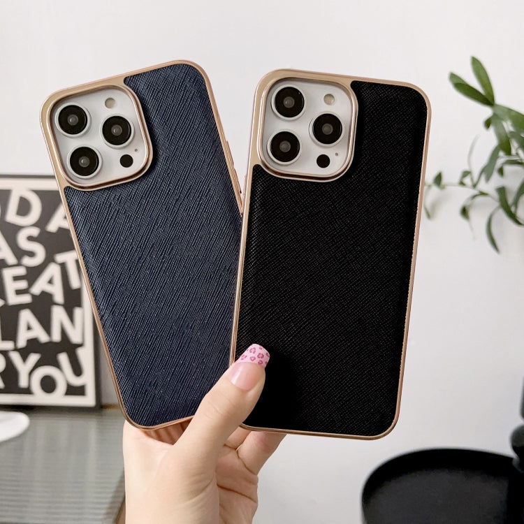 Nano Electroplating Cross Texture Genuine Leather Phone Case, For iPhone 13, For Google Pixel 6 Pro, For Google Pixel 6, For Google Pixel 6a, For Google Pixel 7 5G, For Samsung Galaxy A13 4G