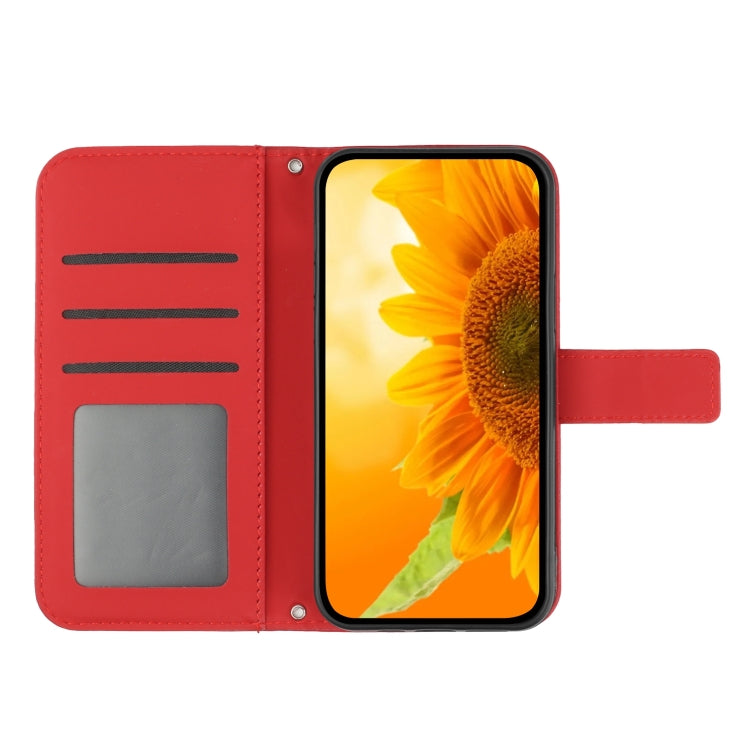 Skin Feel Sun Flower Pattern Flip Leather Phone Case with Lanyard, For Asus ROG Phone 6, For Asus ROG Phone 6 Pro