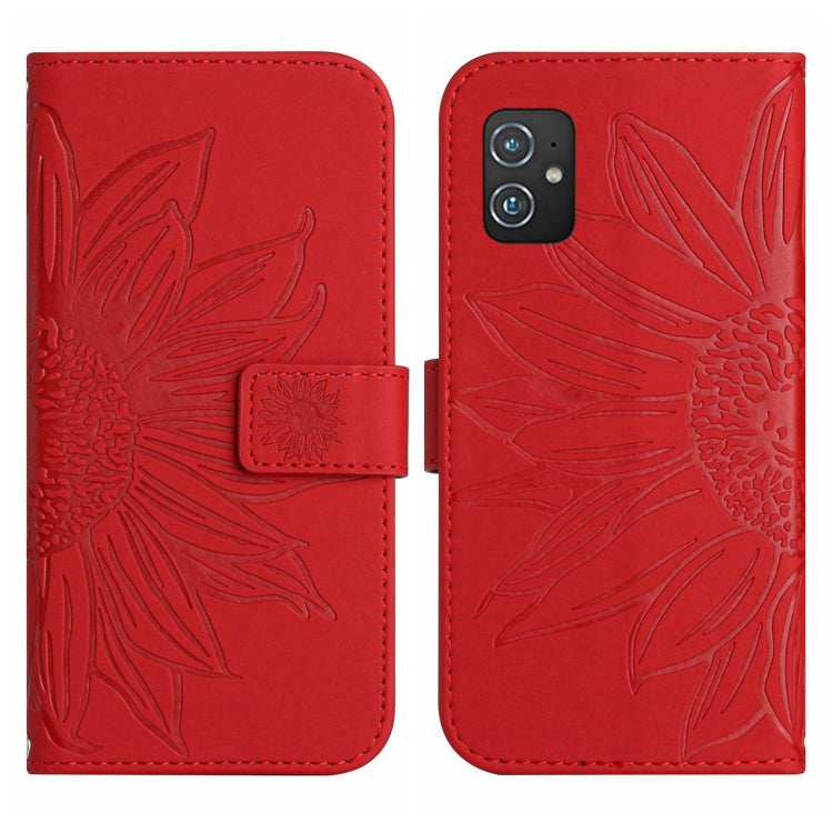 Skin Feel Sun Flower Pattern Flip Leather Phone Case with Lanyard, For Asus ZenFone 8 ZS590KS, For Asus ZenFone 9