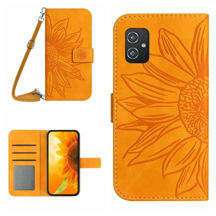 Skin Feel Sun Flower Pattern Flip Leather Phone Case with Lanyard, For Asus ZenFone 8 ZS590KS, For Asus ZenFone 9