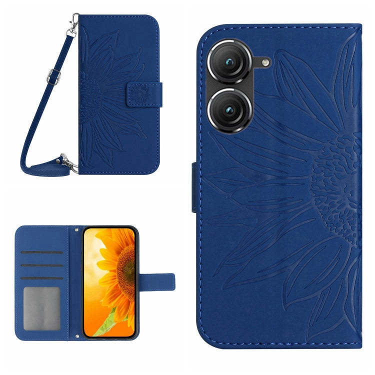 Skin Feel Sun Flower Pattern Flip Leather Phone Case with Lanyard, For Asus ZenFone 8 ZS590KS, For Asus ZenFone 9