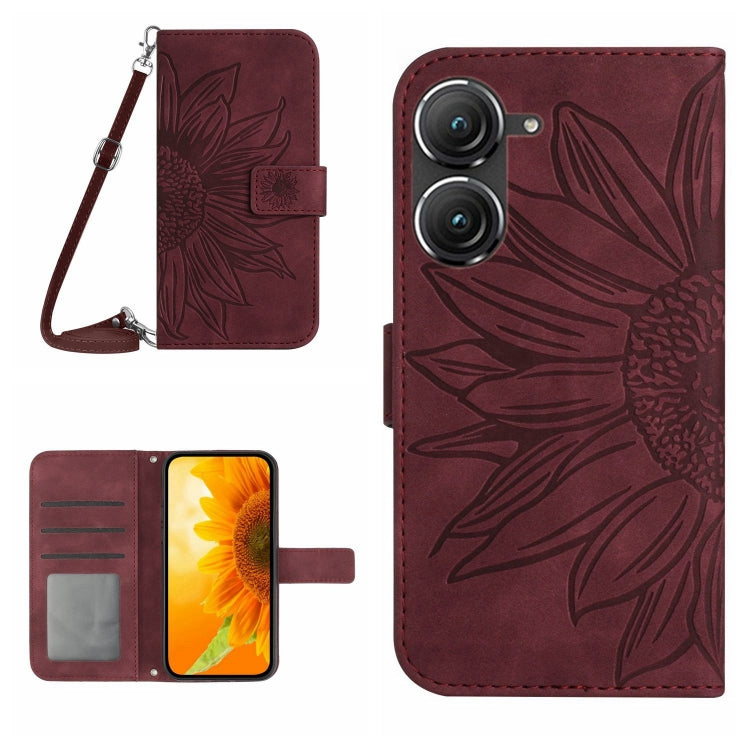 Skin Feel Sun Flower Pattern Flip Leather Phone Case with Lanyard, For Asus ZenFone 8 ZS590KS, For Asus ZenFone 9