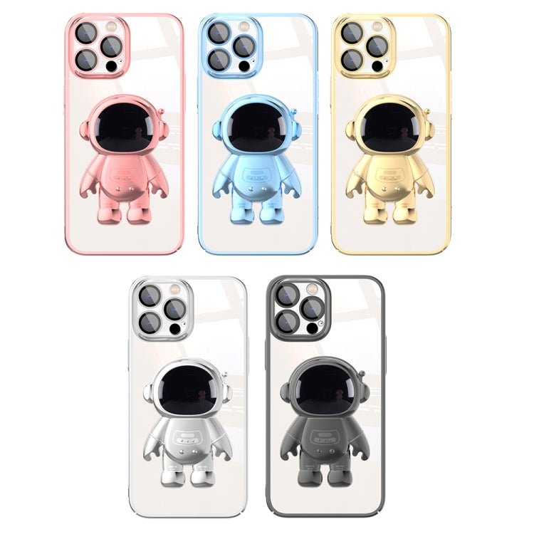 Electroplating PC Astronaut Holder Phone Case with Lens Film, For iPhone 12 Pro Max, For iPhone 11, For iPhone 11 Pro, For iPhone 11 Pro Max