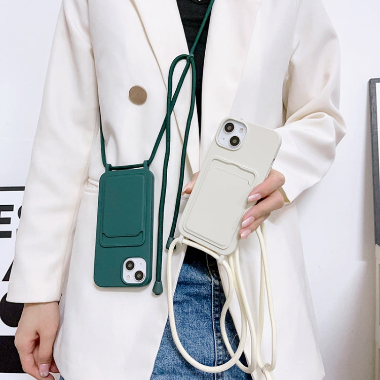 Crossbody Lanyard Elastic Silicone Card Holder Phone Case, For iPhone 11