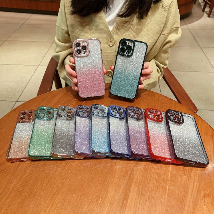 High Transparent Gradient Color Glitter TPU Phone Case, For iPhone 11 Pro Max, For iPhone 11 Pro