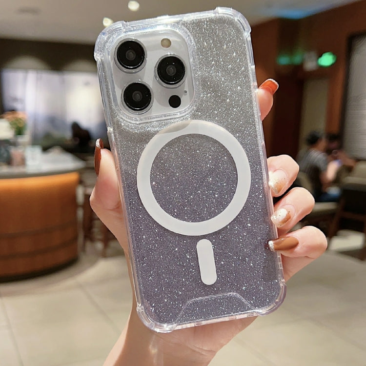 MagSafe Gradient Color Glitter Acrylic Shockproof Phone Case, For iPhone 11 Pro Max, For iPhone 11 Pro, For iPhone 11