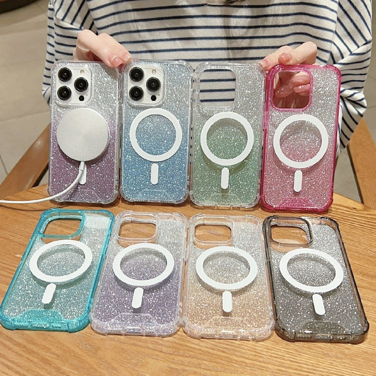 MagSafe Gradient Color Glitter Acrylic Shockproof Phone Case, For iPhone 11 Pro Max, For iPhone 11 Pro, For iPhone 11