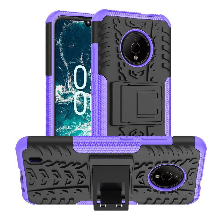 Tire Texture TPU + PC Phone Case with Holder, For Nokia C100, For Nokia C200, For Nokia G100