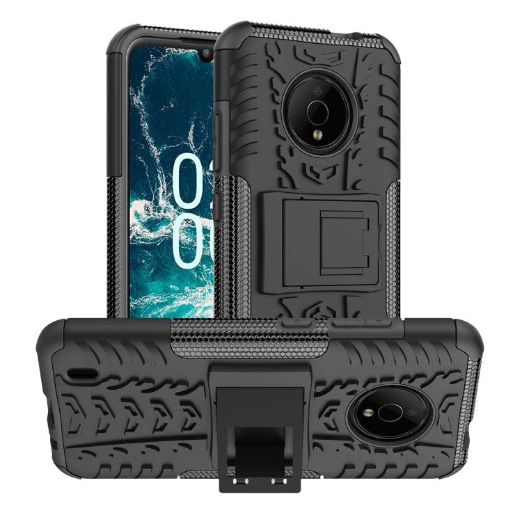 Tire Texture TPU + PC Phone Case with Holder, For Nokia C100, For Nokia C200, For Nokia G100