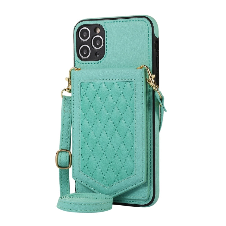 Rhombic Texture RFID Phone Case with Lanyard & Mirror, For iPhone 11 Pro, For iPhone 11, For iPhone SE 2022 / SE 2020 / 8 / 7, For iPhone 8 Plus / 7 Plus