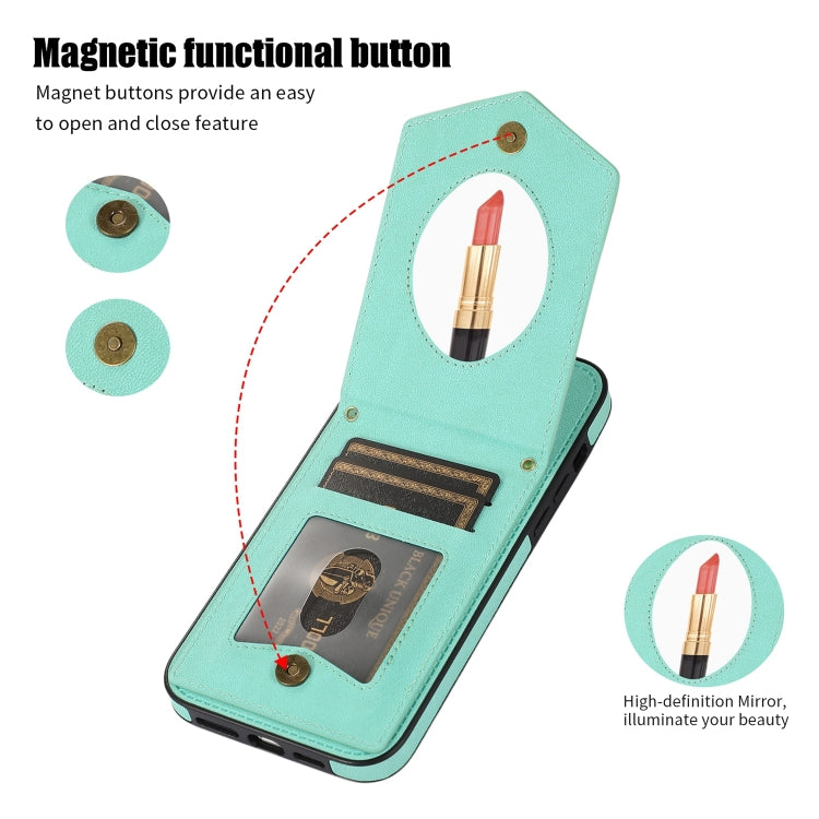 Rhombic Texture RFID Phone Case with Lanyard & Mirror, For iPhone 11 Pro, For iPhone 11, For iPhone SE 2022 / SE 2020 / 8 / 7, For iPhone 8 Plus / 7 Plus