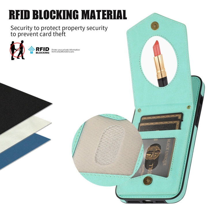 Rhombic Texture RFID Phone Case with Lanyard & Mirror, For iPhone 11 Pro, For iPhone 11, For iPhone SE 2022 / SE 2020 / 8 / 7, For iPhone 8 Plus / 7 Plus