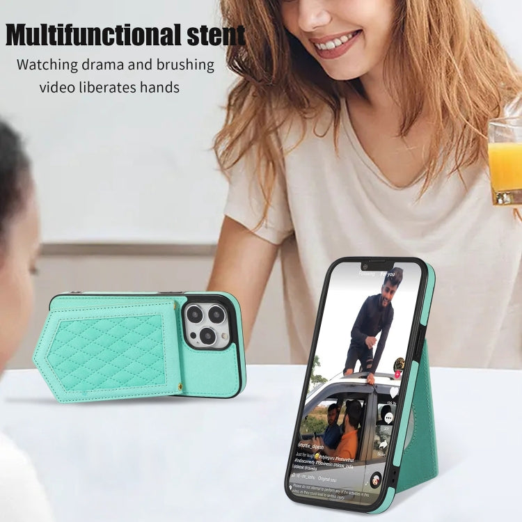 Rhombic Texture RFID Phone Case with Lanyard & Mirror, For iPhone 11 Pro, For iPhone 11, For iPhone SE 2022 / SE 2020 / 8 / 7, For iPhone 8 Plus / 7 Plus