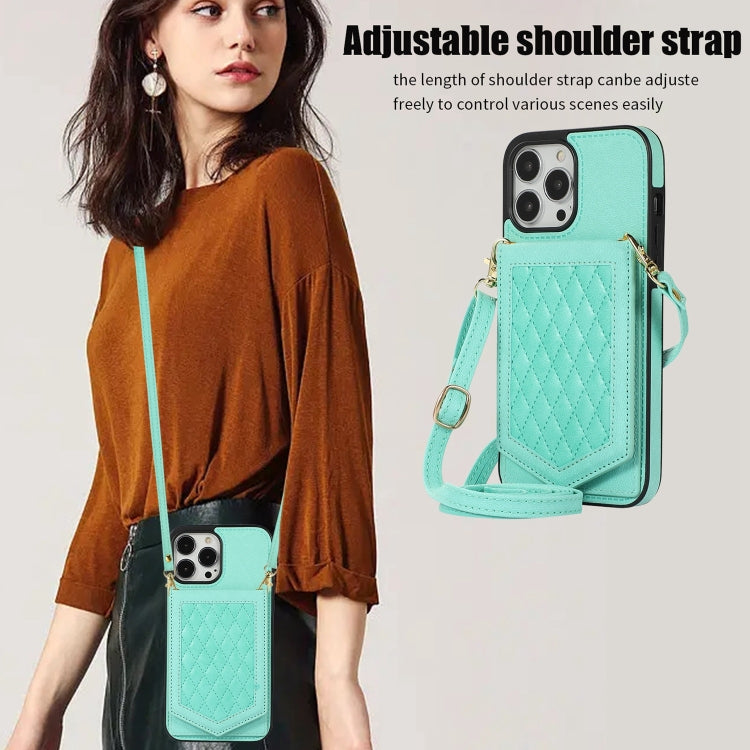 Rhombic Texture RFID Phone Case with Lanyard & Mirror, For iPhone 11 Pro, For iPhone 11, For iPhone SE 2022 / SE 2020 / 8 / 7, For iPhone 8 Plus / 7 Plus
