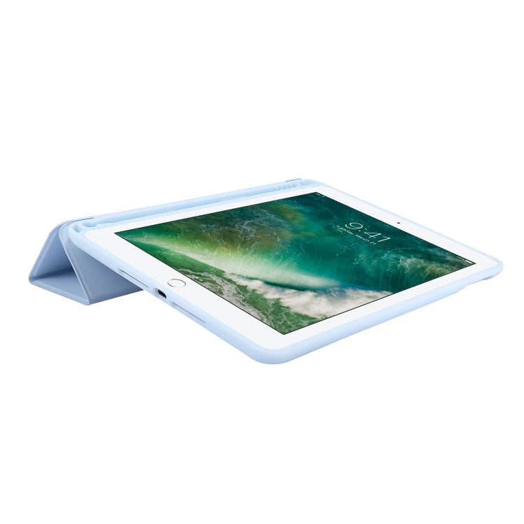Skin Feel Pen Holder Tri-fold Tablet Leather Case, For iPad Air 2 / Air / 9.7 2018 / 9.7 2017, For iPad 10.2 2019 / iPad 10.2 2020 / iPad Air 3 / iPad Pro 10.5