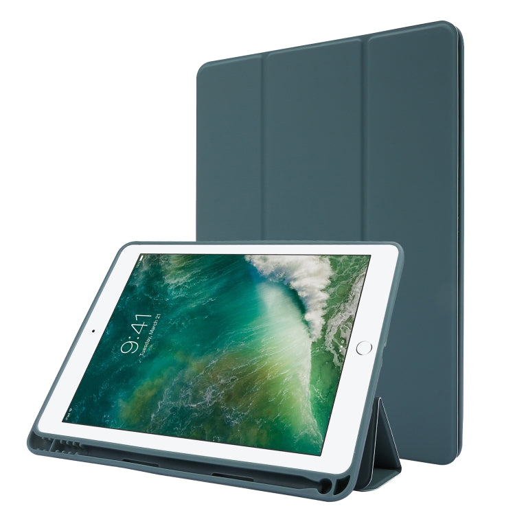 Skin Feel Pen Holder Tri-fold Tablet Leather Case, For iPad Air 2 / Air / 9.7 2018 / 9.7 2017, For iPad 10.2 2019 / iPad 10.2 2020 / iPad Air 3 / iPad Pro 10.5