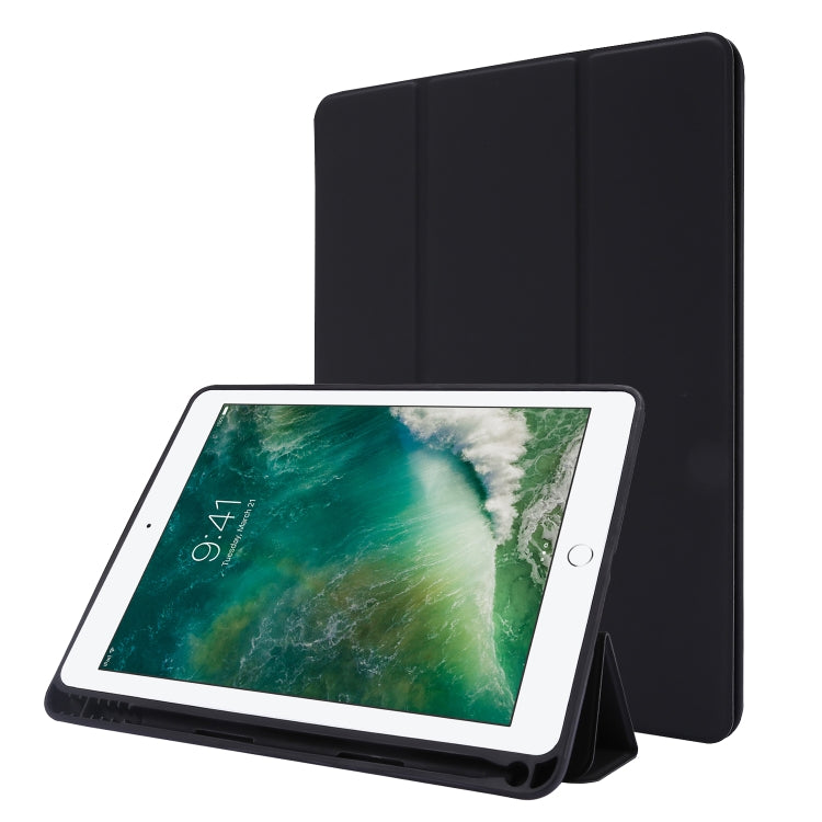 Skin Feel Pen Holder Tri-fold Tablet Leather Case, For iPad Air 2 / Air / 9.7 2018 / 9.7 2017, For iPad 10.2 2019 / iPad 10.2 2020 / iPad Air 3 / iPad Pro 10.5