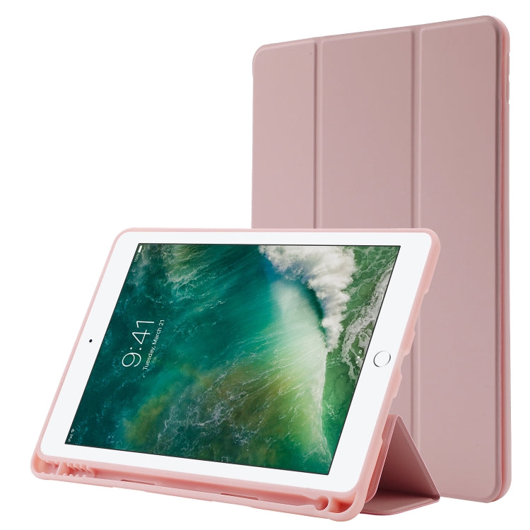 Skin Feel Pen Holder Tri-fold Tablet Leather Case, For iPad Air 2 / Air / 9.7 2018 / 9.7 2017, For iPad 10.2 2019 / iPad 10.2 2020 / iPad Air 3 / iPad Pro 10.5