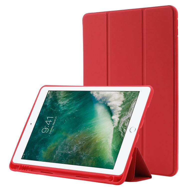 Skin Feel Pen Holder Tri-fold Tablet Leather Case, For iPad Air 2 / Air / 9.7 2018 / 9.7 2017, For iPad 10.2 2019 / iPad 10.2 2020 / iPad Air 3 / iPad Pro 10.5