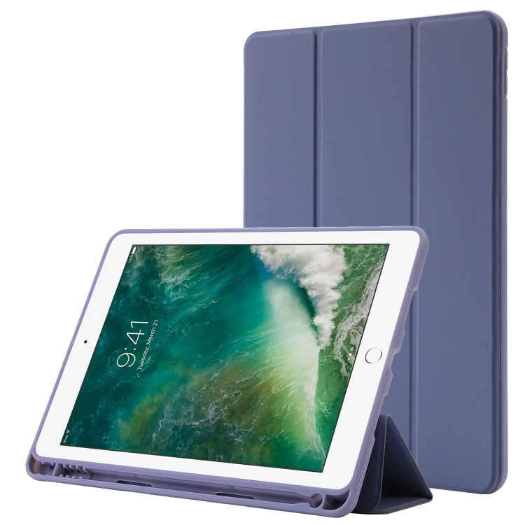 Skin Feel Pen Holder Tri-fold Tablet Leather Case, For iPad Air 2 / Air / 9.7 2018 / 9.7 2017, For iPad 10.2 2019 / iPad 10.2 2020 / iPad Air 3 / iPad Pro 10.5