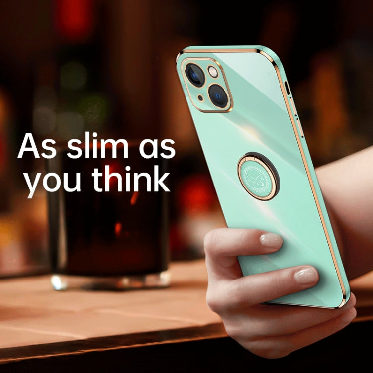 XINLI Straight Edge 6D Electroplate TPU Phone Case with Ring Holder