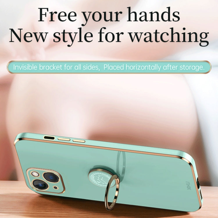 XINLI Straight Edge 6D Electroplate TPU Phone Case with Ring Holder