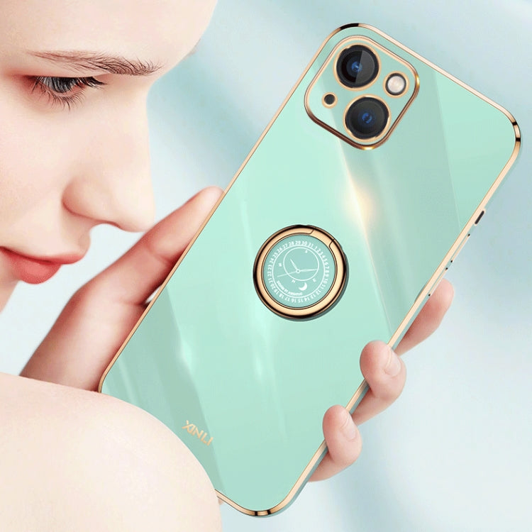 XINLI Straight Edge 6D Electroplate TPU Phone Case with Ring Holder