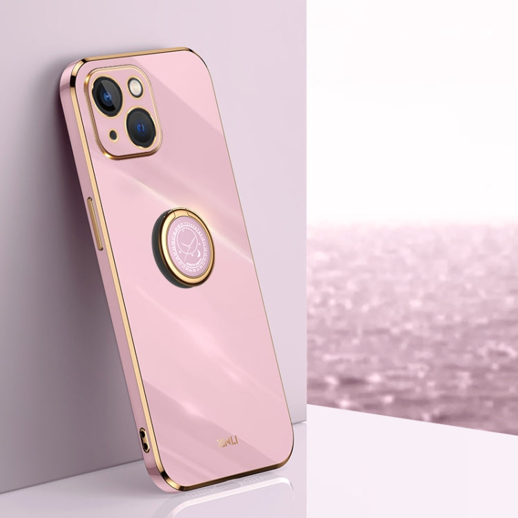 XINLI Straight Edge 6D Electroplate TPU Phone Case with Ring Holder