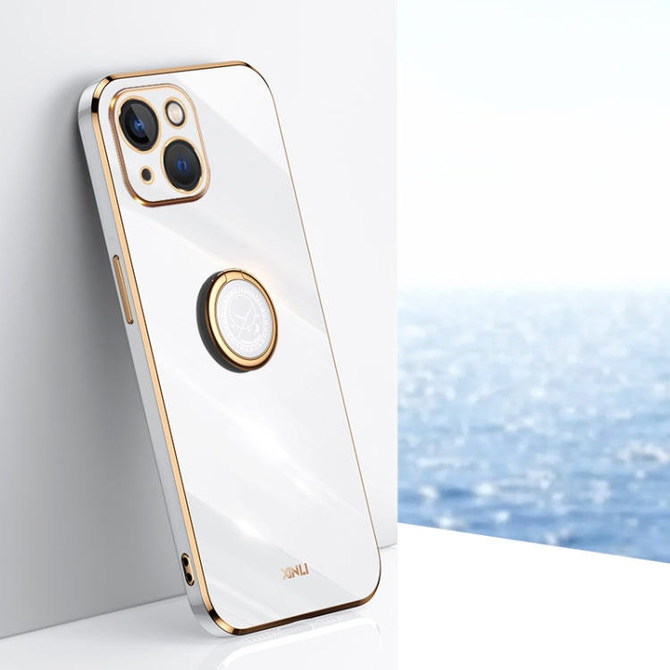 XINLI Straight Edge 6D Electroplate TPU Phone Case with Ring Holder