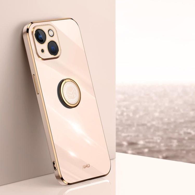 XINLI Straight Edge 6D Electroplate TPU Phone Case with Ring Holder