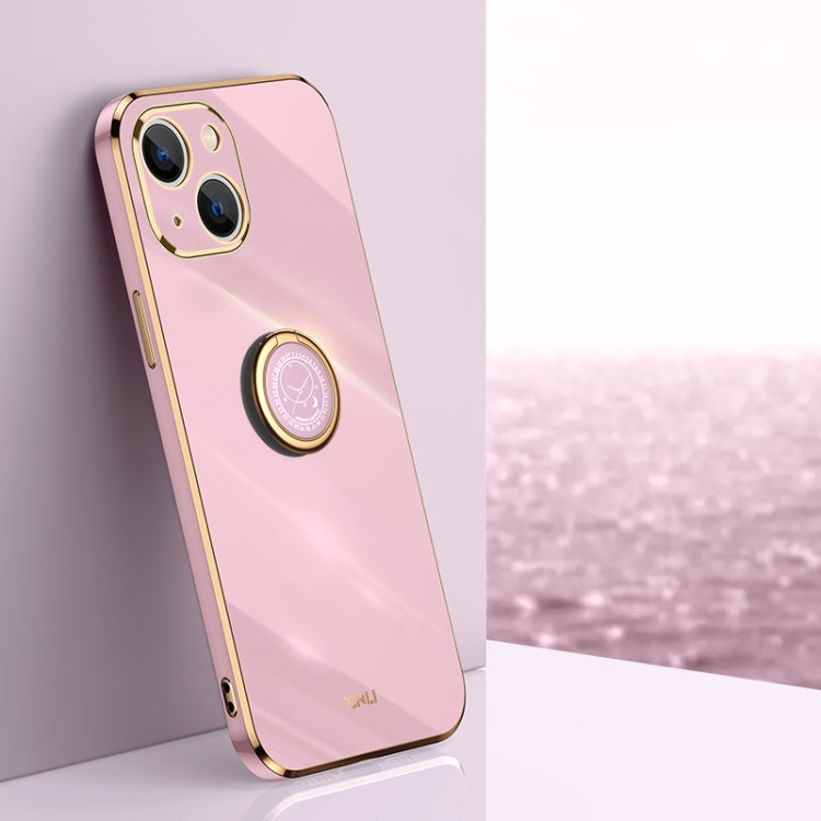XINLI Straight Edge 6D Electroplate TPU Phone Case with Ring Holder