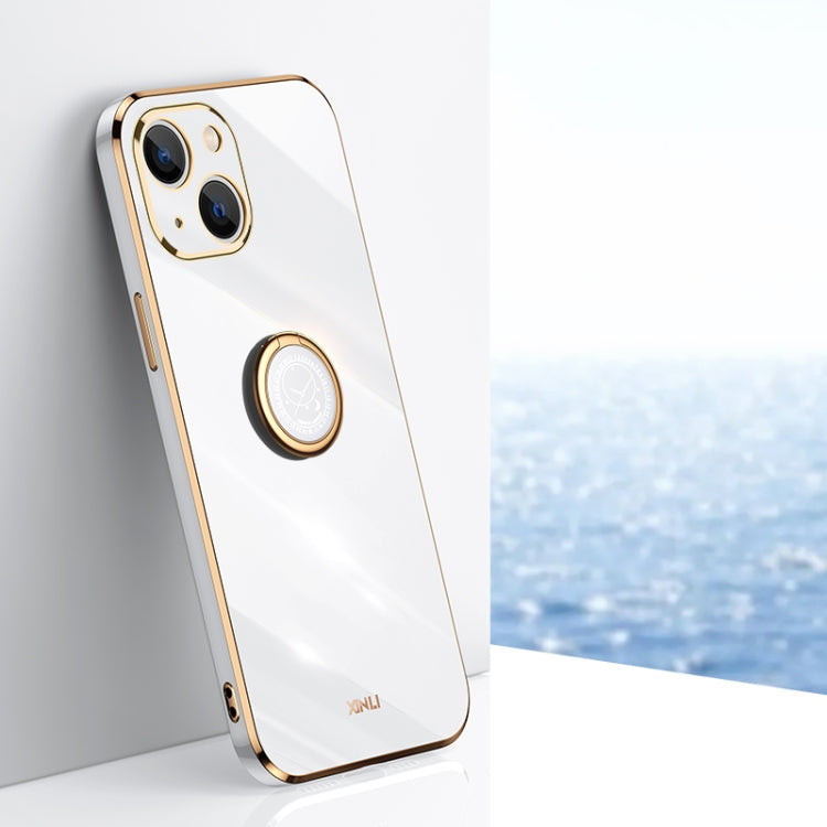 XINLI Straight Edge 6D Electroplate TPU Phone Case with Ring Holder