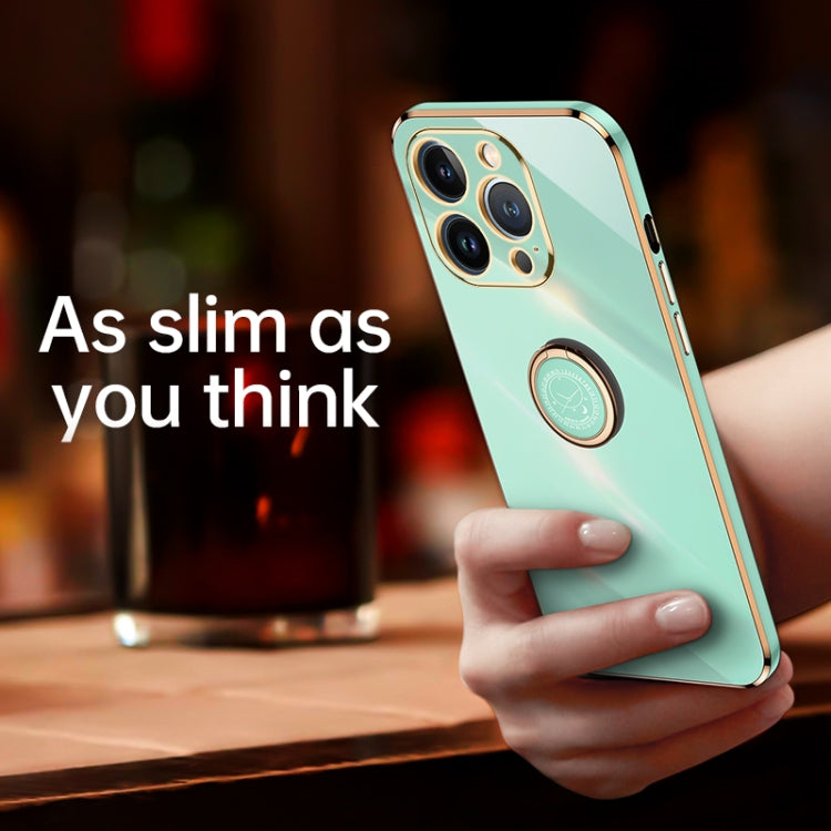 XINLI Straight Edge 6D Electroplate TPU Phone Case with Ring Holder