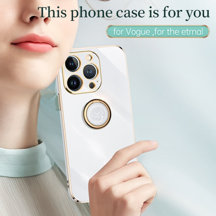 XINLI Straight Edge 6D Electroplate TPU Phone Case with Ring Holder