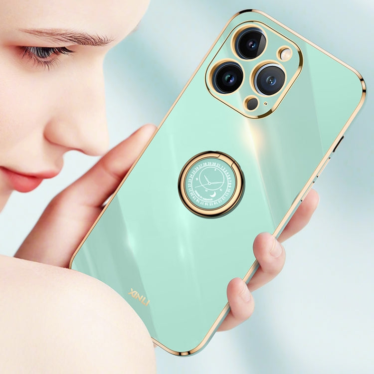 XINLI Straight Edge 6D Electroplate TPU Phone Case with Ring Holder