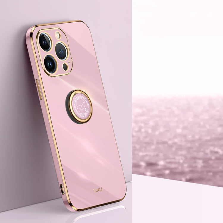 XINLI Straight Edge 6D Electroplate TPU Phone Case with Ring Holder