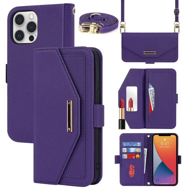 Cross Texture Lanyard Leather Phone Case, For iPhone 12 / 12 Pro, For iPhone 12 mini, For iPhone 11 Pro Max, For iPhone 11 Pro