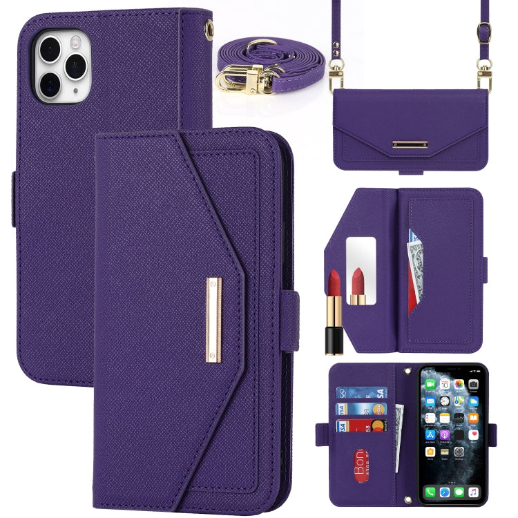 Cross Texture Lanyard Leather Phone Case, For iPhone 12 / 12 Pro, For iPhone 12 mini, For iPhone 11 Pro Max, For iPhone 11 Pro