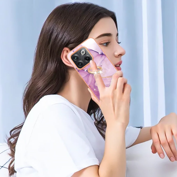 Electroplating Marble IMD Phone Case with Ring Holder