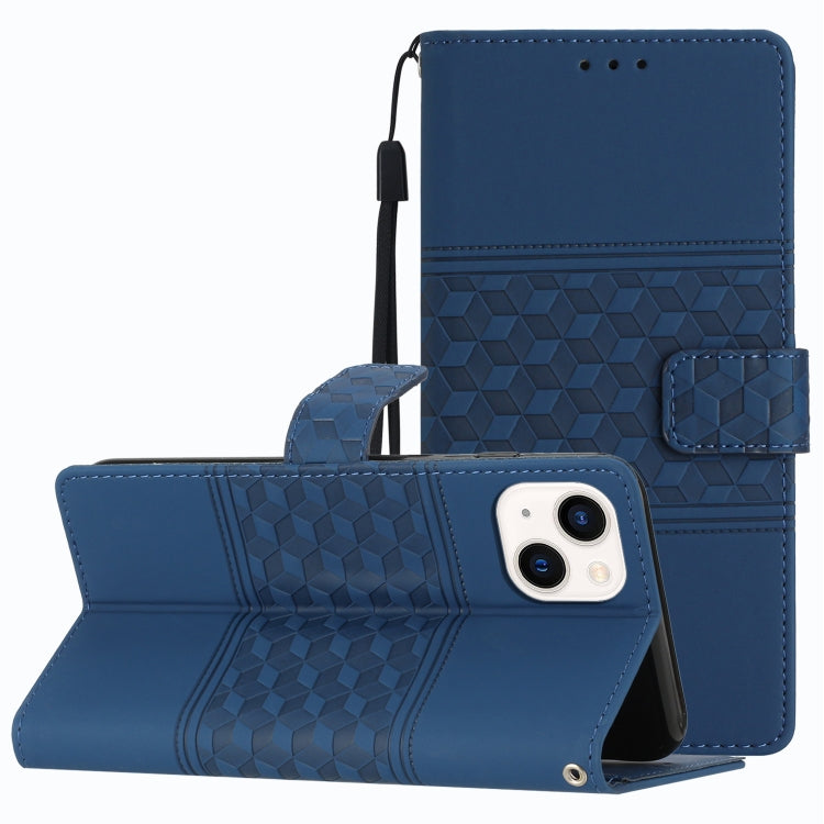 Diamond Embossed Skin Feel Leather Phone Case with Lanyard, For iPhone 13 Pro, For iPhone 13 Pro Max, For iPhone 14, For iPhone 14 Plus