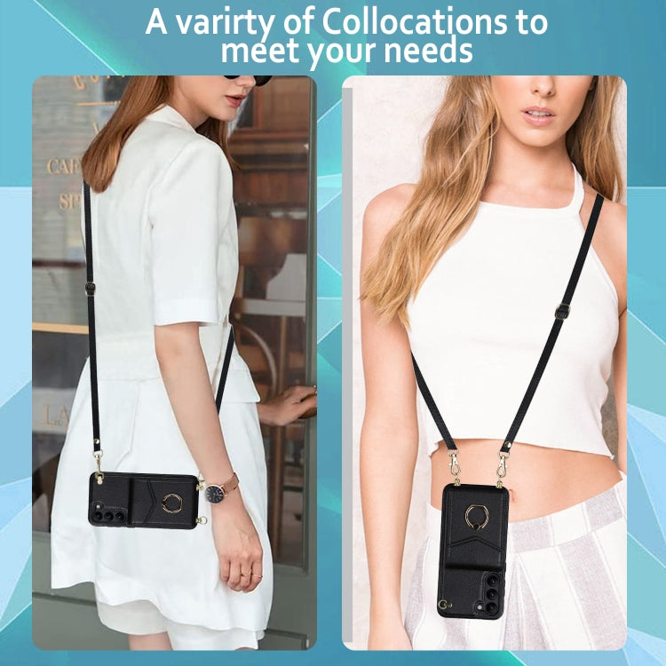 Ring Holder RFID Card Slot Phone Case with Long Lanyard, For Samsung Galaxy S23+ 5G, For Samsung Galaxy S23 Ultra 5G