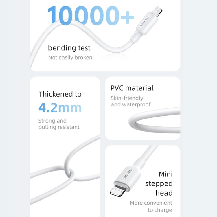 USAMS US-SJ604 U84 2.4A USB to 8 Pin Charging Data Cable, 8 Pin 2m