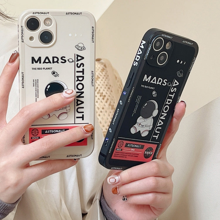 Astronaut Pattern Silicone Straight Edge Phone Case, For iPhone 12 Pro Max, For iPhone 11, For iPhone 11 Pro