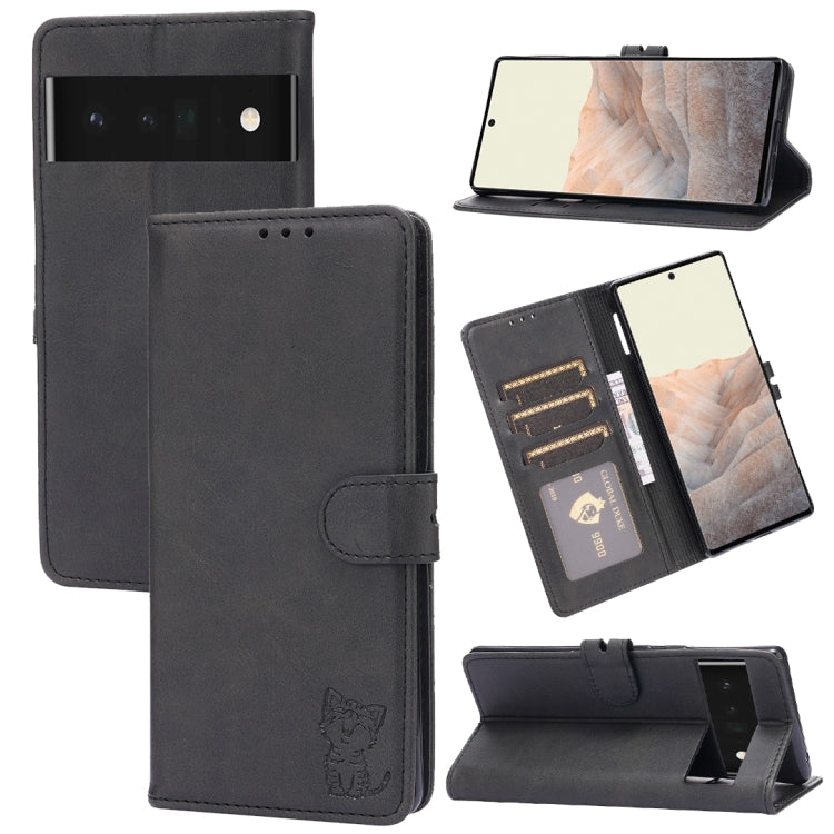 Embossed Happy Cat Pattern Flip Leather Phone Case, For Samsung Galaxy S23 Ultra 5G, For Google Pixel 7a, For Sony Xperia 5 IV