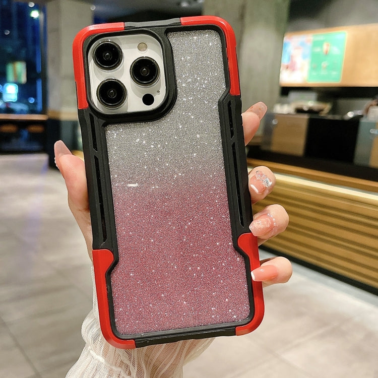 Armor Acrylic 3 in 1 Gradient Glitter Powder Phone Case, For iPhone 14, For iPhone 14 Pro, For iPhone 14 Pro Max, For iPhone 12, For iPhone 12 Pro