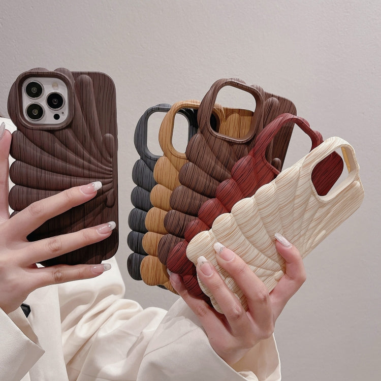 Wood Grain Shell Shape TPU Phone Case, For iPhone 14, For iPhone 14 Plus, For iPhone 14 Pro, For iPhone 14 Pro Max